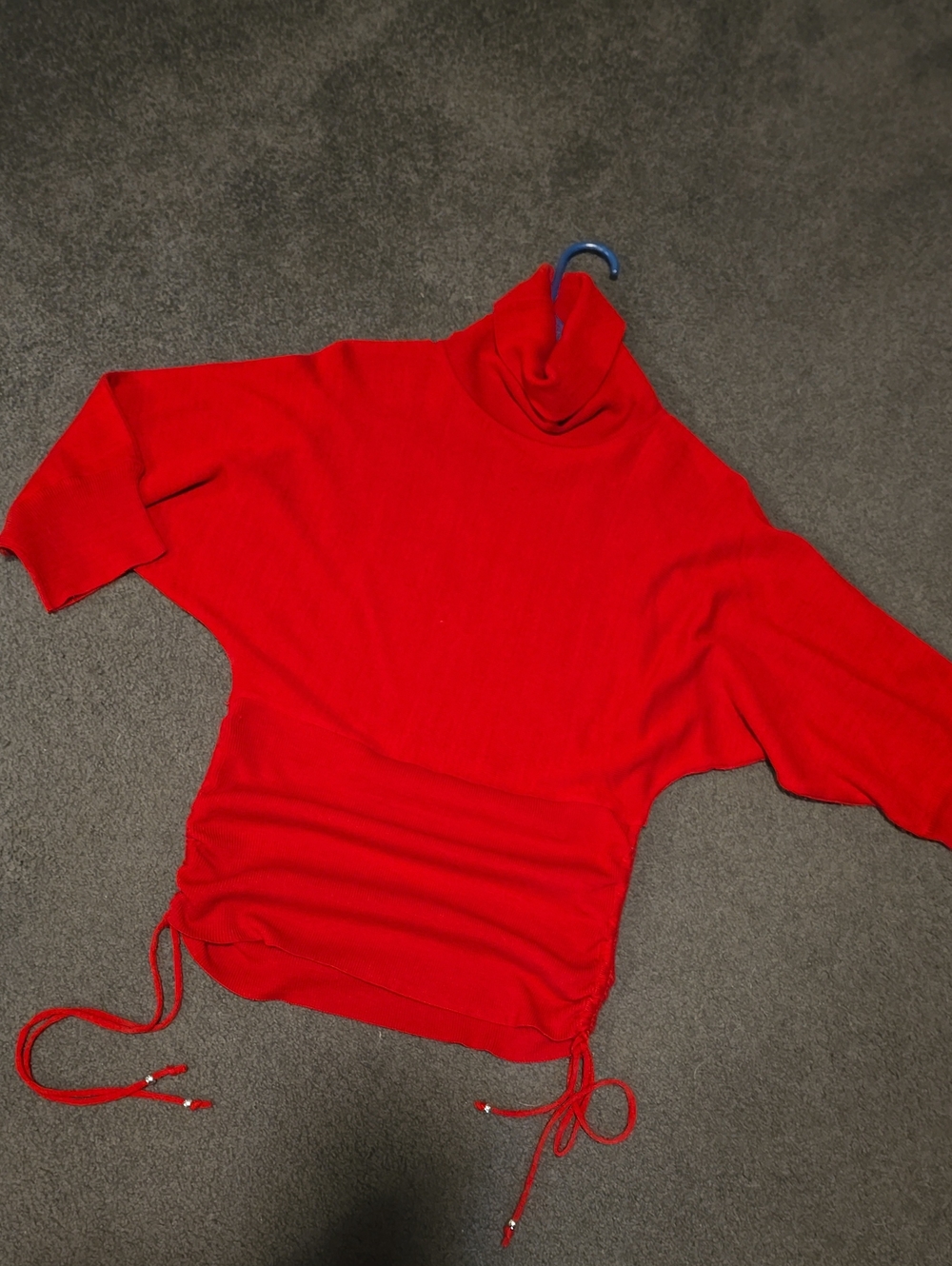 Iz Byer Red Turtleneck Drawstring Sweater